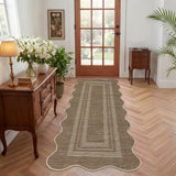 Garvee Tan Runner Rug 2x6FT – Machine Washable, Non-Slip Low Pile Carpet for Hallway, Entryway, Kitchen, Living Room, Bedroom, Bathroom – Soft Neutral Indoor/Outdoor Mat - Brown