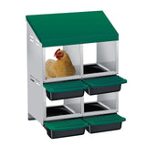 Garvee 4-Compartment 2-Tier Chicken Nesting Box – Roll-Away Tray & Support Stand, Green - Green