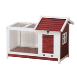 Garvee Large Outdoor Rabbit Hutch, Weatherproof 2-Story Bunny Cage with Removable Wire Netting, Wooden Indoor Outdoor Pet House, Waterproof Roof & Pull-Out Tray, White - Rufous White