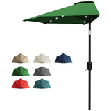 Garvee 9FT Half Patio Umbrella with LED Lights – UV Protection Outdoor Shade Canopy, Smooth Crank Lift – Ideal for Patio, Garden, Deck, Backyard, Balcony, Table or Poolside – Dark Green - Dark Green