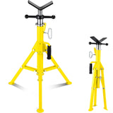 Garvee Heavy Duty V-Head Pipe Jack Stand – 2500 LB Capacity – Adjustable Height 28-52 Inches – Collapsible Carbon Steel Base – Fits 1/8"-12" Pipes – Portable for Electrical Installations – Yellow