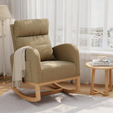 Garvee Corduroy Rocking Chair, Modern Nursery Glider Chair with Side Pockets and Pillow, Rocker Chair for Living Room Bedroom Nursing Room, Brown - -Brown