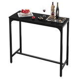 Garvee Bar Table Narrow Long Kitchen Dining Table Sturdy Metal Frame Industrial, Black - Black