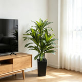 Garvee Artificial Dracaena Tree for Home – Multi-Stem 5-Head Large Fake Floor Plant – Realistic Indoor Greenery with White Tall Planter – Easy Care, Modern Decorative for Living Room or Office – Multi-stem 5-head Brazil iron height 150CM white tall pot
