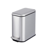 Garvee Slim Stainless Steel Trash Can 1.3 Gallon/5L – Soft-Close Pedal, Removable Inner Bucket, Portable Handle, Odor-Resistant, Water-Resistant, Rustproof, Compact Waste Bin for Kitchen, Bathroom, Bedroom, Office – Silver – 5L 27.4×14.5×26.5cm Stainless - Silver