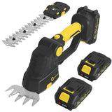Garvee 20V 2-in-1 Cordless Hedge Trimmer & Grass Shear – Handheld Electric Garden Clippers, Up to 120 Min Runtime, 2 Batteries & Charger Included, Black & Yellow - Black + Yellow