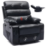 Garvee Oversized Manual Recliner for Adults, Massage and Heat, Adjustable Backrest and Footrest, Extra Wide Nursery Glider Recliner Single Sofa with 2 Cup Holders and Side Pocket, PU Leather, Black - Black