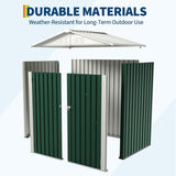 Garvee Outdoor Storage Shed, 6 x 4 FT Galvanized Steel with Lockable Double Doors, Gable Roof and Air Vents, Dark Green