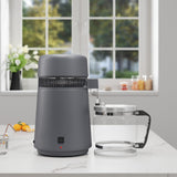 Garvee Stainless Steel Water Distiller Efficient 750W for Home, Office, Lab - 4L Capacity - Purifies Drinking Water - Includes Glass Pitcher - Metal Gray, Glass Pot