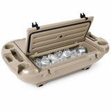Garvee 40L Floating Cooler for River, Lake & Pool, 42.5QT Rotomolded LLDPE Ice Chest with Tow Rope & 4 Cup Holders, Heavy-Duty Drift Marine Beverage Cooler for Kayak, Boating, Camping, Khaki - Khaki