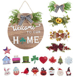 Garvee Seasonal Welcome Home Wooden Wreath Sign 22 Interchangeable Holiday Front Door Hanging Ornaments