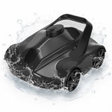 Garvee Cordless Robotic Pool Cleaner, 130-Min Runtime, Self-Parking Pool Vacuum with Powerful Filtration for Above-Ground Pools up to 860 sq ft, Black - Black