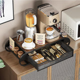 Garvee Large Capacity Coffee Capsule Holder Drawer for Coffee Machine – Sliding Storage Organizer with Disposable Cups & Lids, Sturdy Metal Frame & Wooden Top for Countertop or Coffee Bar – Food Storage Solution, Black Vintage