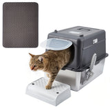 Garvee Stainless Steel Cat Litter Box - Enclosed Design, 15cm Depth, Dark Gray, Durable Cat Litter Container, Cat Toilet Box - 15Cm, Dark Gray