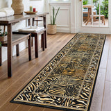 Garvee 2' × 6' Leopard Print Patchwork Runner Rug, Washable Non-Slip Low-Pile Soft Rug for Hallway, Bedroom, Kitchen & Laundry Room, Brown - Brown
