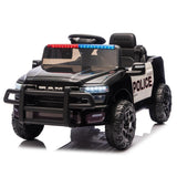Garvee Kids Ride On Police Car 12V Electric Remote Control Spring Suspension LED Lights Music Toddlers Boys Girls Outdoor Play - Police Style