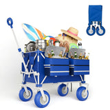 Garvee Foldable Beach Wagon for Camping & Sports, 330 lbs Capacity Collapsible Cart with 9 in Inflatable All-Terrain Wheels, 600D Oxford Fabric