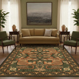 Garvee Boho Tiger Print Area Rug – Vintage Washable Non-Slip Thin Carpet, Soft Animal design for Living Room, Bedroom, Dining Room, Modern Farmhouse Decor – Green – Size: 6x9ft (183x274cm) – Made in USA - Green