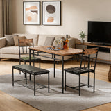 Garvee 4-Piece Modern Dining Table Set, Kitchen Table with Upholstered Chairs and Bench, Kitchen Table Set for Small Space, Apartment, Home, Studio - Brown