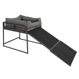 Garvee Dog Steps Bed Ramp with Non-Slip Platform, Foldable Metal Frame, Comfortable Seat Machine-Washable Cover, Supports 80lbs Indoor Use