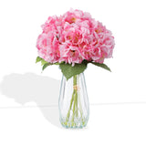 Garvee Artificial Pink Hydrangea Flowers in Vase, Multi-Head Silk Hydrangeas with Faux Water Base, Lifelike Faux Flower Arrangement for Home Décor, Table Centerpiece, Wedding - Pink Hydrangea