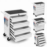 Garvee 24-Inch Rolling Tool Chest with Wheels, 4-Drawer Lockable Tool Storage Cabinet & Tool Cart - Locking Drawers, Drawer Liners, Portable Organizer for Garage Workshop Auto Repair - White
