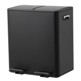 Garvee Dual 2 x 5.3 gal (2 x 20L) Stainless Steel Trash Can with Recycling Bin, Soft-Close Lid, Foldable Anti-Slip Step-on Pedal, Stainless Steel Handle, Removable Plastic Inner Buckets for Kitchen or Office - Silver