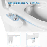 Garvee Non-Electric Bidet Attachment for Toilet – Dual Nozzles for Front & Rear Wash, Adjustable Cold Water Pressure, Self-Cleaning, Easy Installation - Cold Wate-Dual Knob, Blue