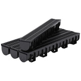 Garvee Trench Drain System with Plastic Grate 39.4Lx5.9Wx5.1h in,Deep Profile HDPE Channel Drain for Outdoor, Garden, Driveway, Pool, Sidewalk, Patio 4 Pack