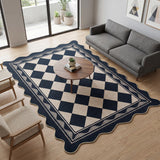 Garvee 9' × 12' Diamond Geometric Area Rug, Machine Washable Non-Slip Low-Pile Soft Rug for Living Room, Bedroom & Dining Room, Black/White - Black & White