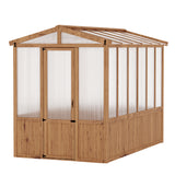 Garvee 6 x 10 Ft Wooden Greenhouse, Outdoor Walk-In Cedar Frame Greenhouse with Polycarbonate Panels and Adjustable Roof Vent for Garden, Backyard and Patio