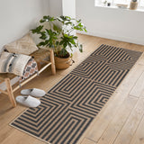 Garvee 2' × 6' Washable Foldable Non-Slip Geometric Border Runner Rug, Ultra-Soft Low-Pile Charcoal/Natura Rug for Hallway Kitchen - Charcoal/Natural