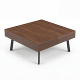 Garvee Mid-Century Modern Extendable Coffee Table with Hidden Storage - Sliding Expandable Top Center Table for Small Spaces - Color: Large Leaf Walnut Wood