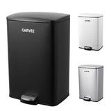 Garvee Kitchen Trash Can, 13 Gal / 50 L Stainless Steel Large Garbage Can with Quiet Soft-Close Lid, Step-on Kitchen Metal Trash Bin with Removable Inner Bucket for Living Room Office Garage, Black - Black