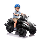Garvee 12V Dual Motor Kids Electric Ride-On Car & 3-Wheeler ATV – 4 MPH, Treaded Tires, LED Lights & Music, 66 lbs Capacity, Outdoor Battery Powered Vehicle for Boys & Girls Ages 3-8 – Black - Black