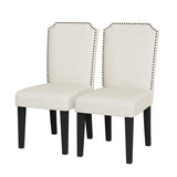 Garvee Linen Upholstered Dining Chairs Set of 2, 500 LBS Capacity, 60 ILD Sponge Cushion, Solid Wood Legs, No Wobble, Farmhouse Kitchen & Dining Room - Beige