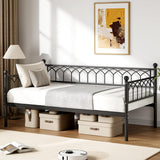 Garvee Twin Size Daybed, Sofa Bed Frame with Metal Steel Slat Support, Heavy Duty Metal Bed Frame, Space Saving, Easy Assembly, for Small Spaces, Living Room, Bedroom, Apartment, Black - Black