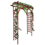Garvee 85-Inch Wooden Garden Arbor Trellis, Fir Wood Pergola Arch for Climbing Plants, Wedding, Patio, Lawn & Backyard, Teak, Arched & Flat Top - Teak