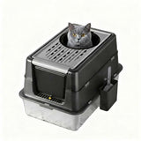 Garvee Extra Large Stainless Steel Cat Litter Box, High Enclosed Sides, Leak-Proof Turn Over Lid, Easy to Clean Large Enclosed Odor Control Litter Box for Cats & Rabbits, 8“ Deep Black - Black