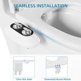 Garvee Non-Electric Bidet Attachment for Toilet – Dual Nozzles for Front & Rear Wash, Adjustable Cold Water Pressure, Self-Cleaning, Easy Installation - Cold Wate-Split Type, Black