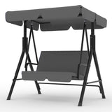 Garvee Outdoor Patio Swing Chair with Adjustable Canopy,  Porch Swing with Metal Frame & Polyester Seat for Garden, Backyard & Poolside,Gray - Gray