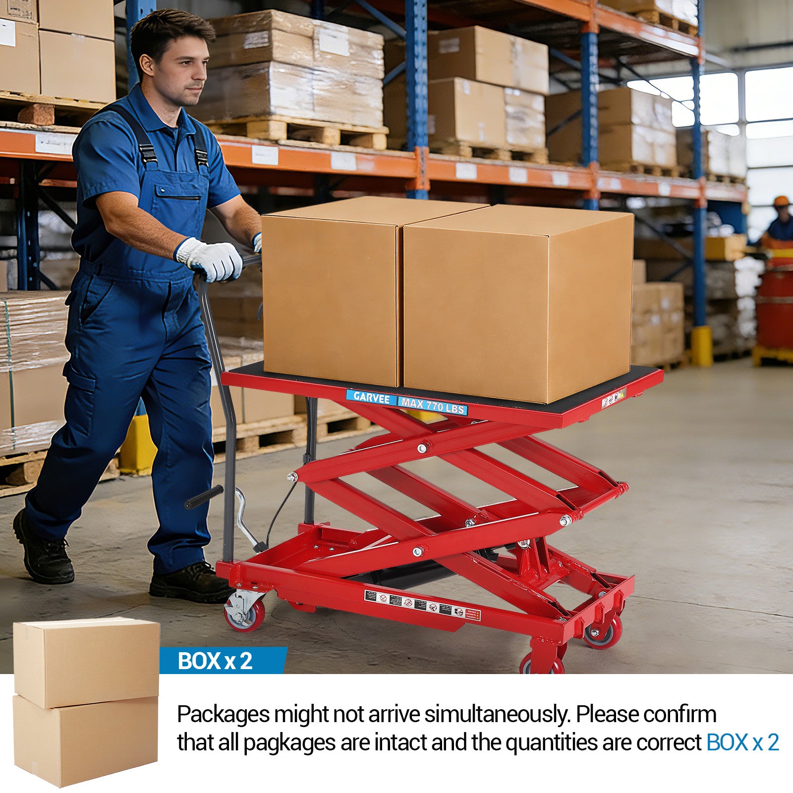 Garvee Hydraulic Lift Table Cart Double Scissor Lift 770 LB