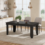 Garvee Modern Oversized Farmhouse Dining Table for 6-8 – 71" Long Rectangular Kitchen Table – Heavy-Duty Sturdy Frame – Rustic Black Wood – Ideal for Home, Apartment, Office, Conference – 1600 black - Black Oak
