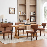 Garvee Modern Fabric Dining Chairs Set of 4, Upholstered Kitchen Chairs with Hardwood Frame, Wood Legs, Nailhead Trim - Brown 4Pcs