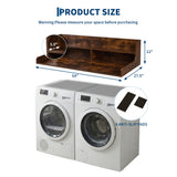 Garvee Heavy Duty Wooden Washer and Dryer Countertop Shelf, 54" x 27.5" Laundry Organizer Table - 12" Edge Rails - Non-Slip Pads - Storage & Folding Station - Walnut - Walnut