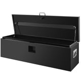 Garvee 36"X16"X14" Heavy Duty Lockable Steel Truck Bed Toolbox – Dual Lids, Weatherproof Powder-Coated, Front & Side Handles, Gas Struts, Secure for Pickup, RV, Trailer, Black - Black
