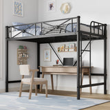 Garvee Metal Loft Bed Twin Size, Industrial Loftbeds Heavy Duty Bed with Safety Guard Rails and Space-Saving Design, Steel Bed for School, Bedroom, Black - Black