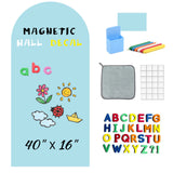 Garvee Peel & Stick Magnetic Chalkboard Wall Decal, Removable Arched Blackboard for Kids - Reusable Easy-Clean Writing Surface - Includes ABC Magnets, Chalk, Eraser & Holder, Blue, 40*100cm - Blue