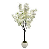 Garvee Realistic Artificial Cherry Blossom Tree - White Faux Floral Indoor Decor, Wedding & Event Display - Lifelike sections, Easy Setup - White, 6ft (180cm) - White