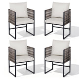 Garvee Patio Dining Chairs for Garden & Balcony, 4-Piece PE Rattan Set with Cushions, Collapsible Frames and Space-Saving Beige Design